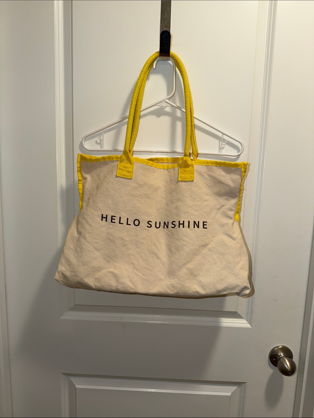 Canvas Tote Bag "Hello Sunshine" with Yellow Trim
